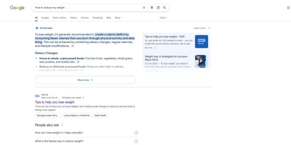 AI Overviews example