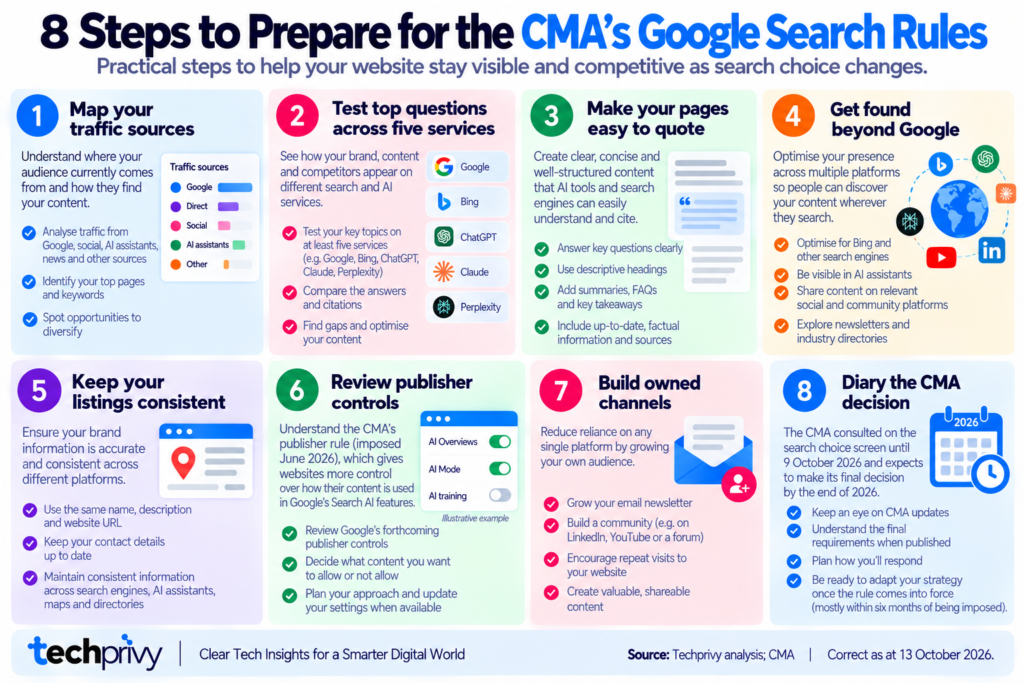 Checklist of eight steps to prepare your business for the CMA search choice screen